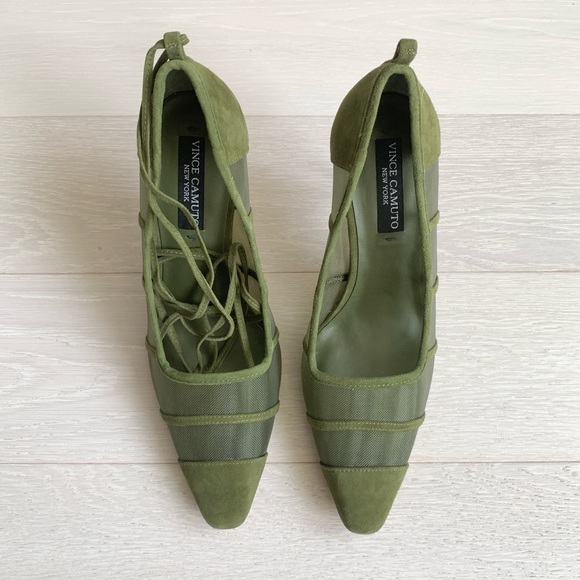 Vince Camuto Kaliona Ankle Wrap Heel Olive Green 8 - Picture 3 of 8